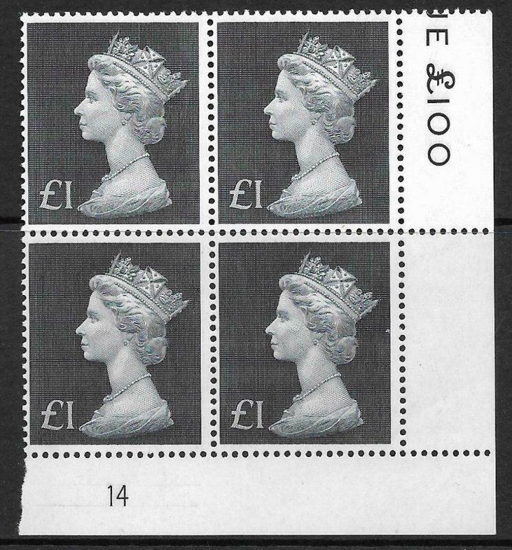 Sg U45 1970 £1 Decimal Machin Cylinder 14 UNMOUNTED MINT