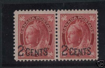 Canada #87ii VF/NH Narrow Space Pair