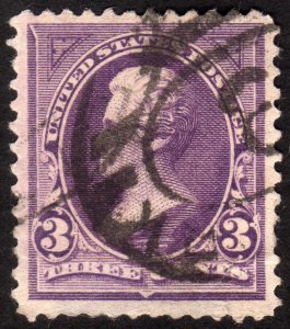 1895, US 3c, Jackson, Used, thin, Sc 268