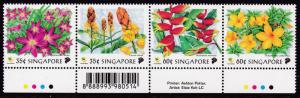 Singapore 1998 Flowers set as issued in Strips of Four complete VF/NH(**)