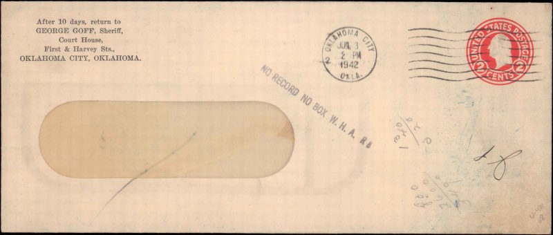 United States, Oklahoma, Auxiliary Markings, United States Postal Stationary