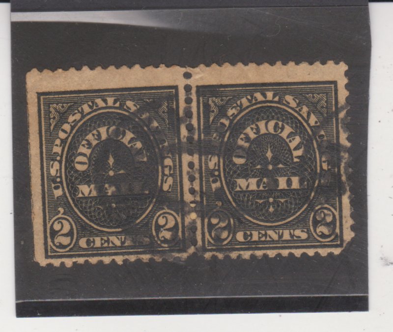 United States Scott # O121, Postal Savings Official Mail 2 cent Stamp, Used Pair