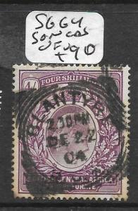 BRITISH CENTRAL AFRICA  (PP1009B) KE 4/-  SG64 SON BLANTYRE SUPER  VFU