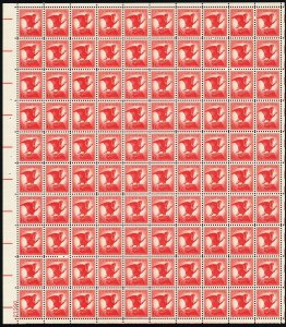 Eagle Full Sheet of One Hundred 6 Cent Airmail Postage Stamps Scott C67