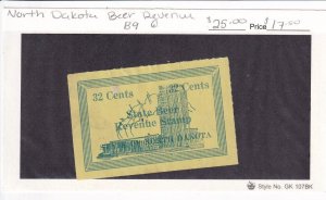 32c North Dakota State Beer Revenue Stamp #B9, Used (F32624)