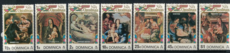 Dominica #411-17a* NH  CV $3.35  Christmas 1974 complete sets & Souvenir sheet