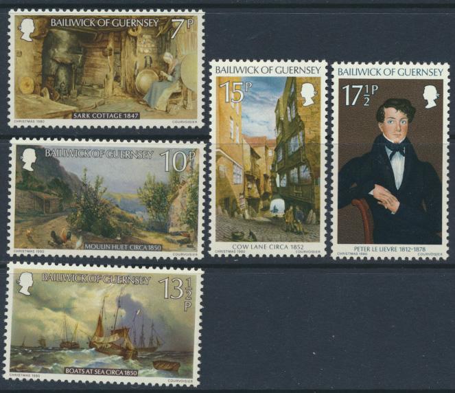 Guernsey SG 221-225  SC# 213-217 MLH Christmas Painting see details