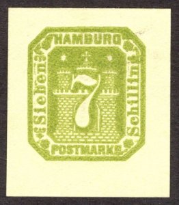 Hamburg Reprint of cut square, 7Sch, Unused