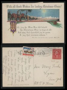 US #634 MERRY CHRISTMAS POSTACARD with 1927 seal, TIED,  Very Nice!   FRESH C...