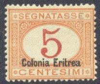 ERITREA J 1b MINT OG 1920 5c POSTAGE DUE