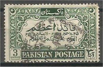 PAKISTAN, 1949, used 3p, Death of Jinnah, Scott 45