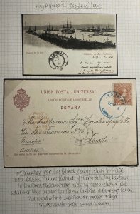 1898 Las Palmas Canary Island Spain RPPC Postcard Cover To Trieste Austria