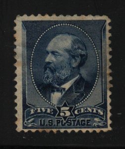 1888 Sc 216 MH 5c indigo part OG faults CV $210