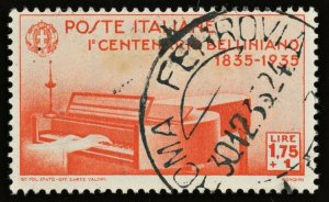 Italy Scott #353 ~ 1.75+1 lire Bellini's Piano 1935 ~ Used Cat $325.00