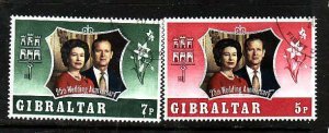 Gibraltar-Sc#292-3-used Omnibus-set-QEII-Silver Wedding-1972-