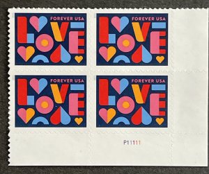 US 2021 Love olt blk of 4 #5543 mint