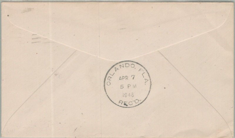 UNITED STATES POSTAL HISTORY FFC CACHET AIRMAIL COVER PERRY FLORIDA CANC YR'1948