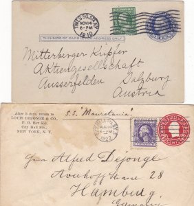 US Washington Franklin covers/cards, incl.  to Germany and Austria (104Q)