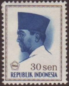 Indonesia 1966 Sc#676 SG#1085 30sen Blue Pres Sukarno MNH