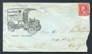1909 Fresno Steam Laundry - Fresno, California to Modesto - Nice Early Truck!