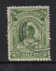 Niger Coast Protectorate Sc 55 1897 1/2d green Victoria stamp used