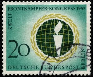 GERMANY BERLIN 1957 WORLD WAR VETERANS USED (VFU) SG B173 Wmk.294 P.14 SUPERB