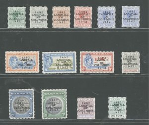 1942 BAHAMAS, Stanley Gibbons No. 162-75a - 450th Anniversary Columbus Discovery