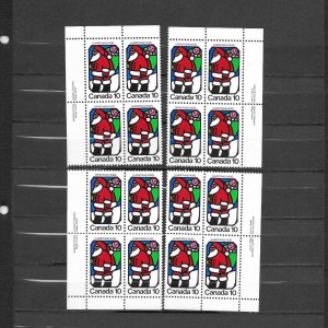 CANADA-1973, Sc#627,MNH,  MATCHED SET OF FOUR. CHRISTMAS-SANTA CLAUS.