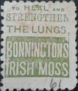 New Zealand 1893 1d with Bonningtons Irish Moss in green advert SG 218k used