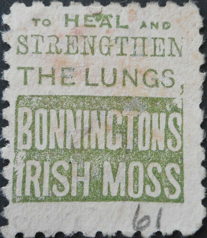 New Zealand 1893 1d with Bonningtons Irish Moss in green advert SG 218k used