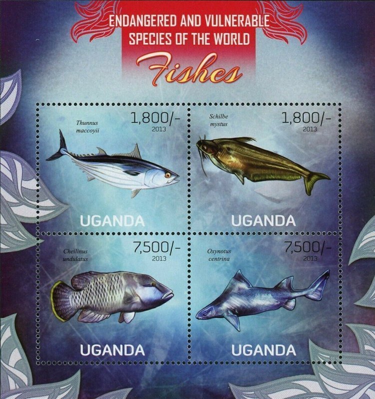 Fish Stamp Thunnus Maccoyii Schilbe Mystus Oxynotus Centrina S/S MNH #3020-3023