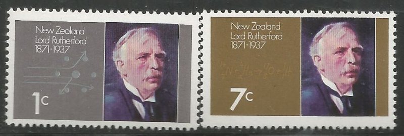 NEW ZEALAND  487-488  MNH,  BIRTH CENTENARY OF ERNEST LORD RUTHERFORD, PHYSICIST