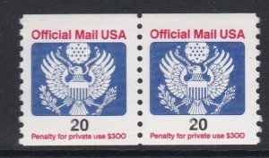 O138B 20 Cent Official Coil Pair MNH