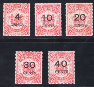 MOMEN: NORTH BORNEO SG #87-91 1895 MINT OG H £180 LOT #67226*