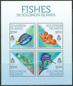 SOLOMON ISLANDS 2013 FISH OF THE ISLANDS SHEET OF FOUR STAMPS