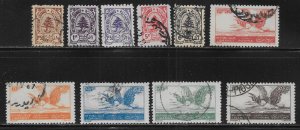 Lebanon 197-202, C107-C110 Cedar of Lebanon and Night Herons set Used