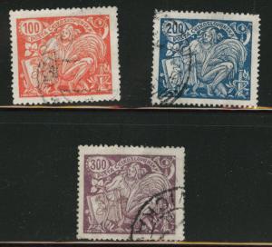 CZECHOSLOVAKIA Scott 92-94 Used 1920