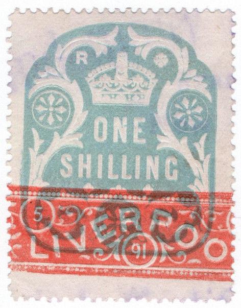 (I.B) QV Revenue : General Duty Adhesive 1/- (die R) series 8 (Liverpool)