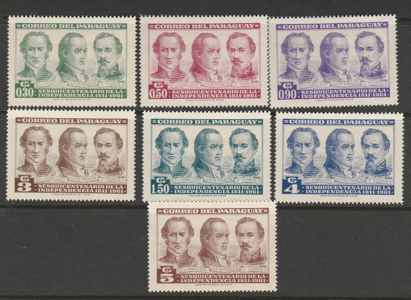 PARAGUAY #582-8 C282-7 MINT NEVER HINGED COMPLETE