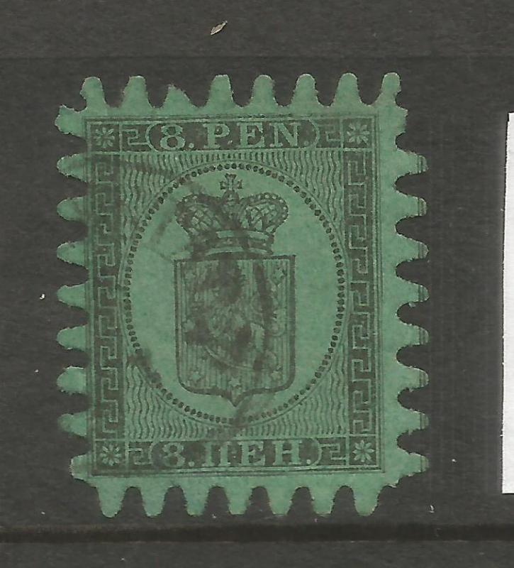 FINLAND  1866-67  8p  BLACK/GREEN  ARMS FU SG 46 Sc 5     