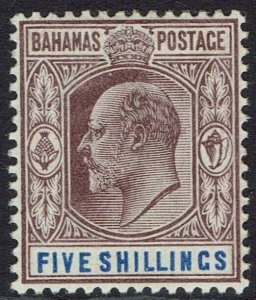 BAHAMAS 1902 KEVII 5/-