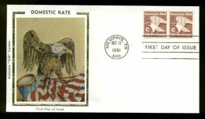 U.S. FDC #1947 COIL PAIR COLORANO SILK CACHET MEMPHIS, TN-- DOMESTIC RATE C