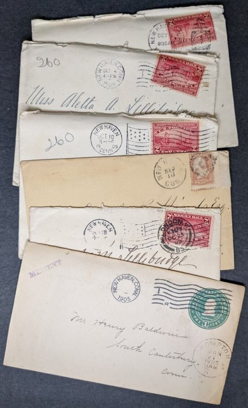 EDW1949SELL : USA 6 piece New Haven CT postal history lot inc several to UK