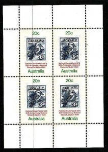 Australia-Sc#687a- id12-unused NH sheet-Stamp on Stamp-Birds-1978-