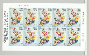 Sierra Leone #1692-1699 Disney Christmas 8v M/S of 10 Imperf Proof