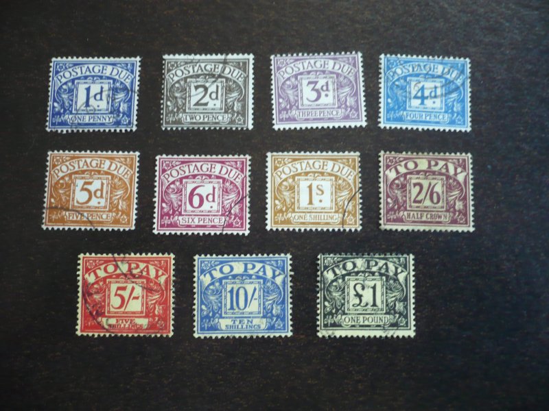 Stamps - Great Britain - Scott# J56,J58-J67 - Used Part Set of 11 Stamps