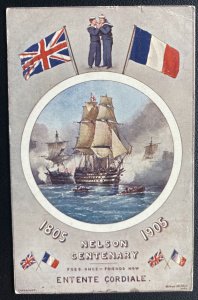 1905 Portsmouth England Picture Postcard Cover To Jersey Nj Usa Nelson Centenary