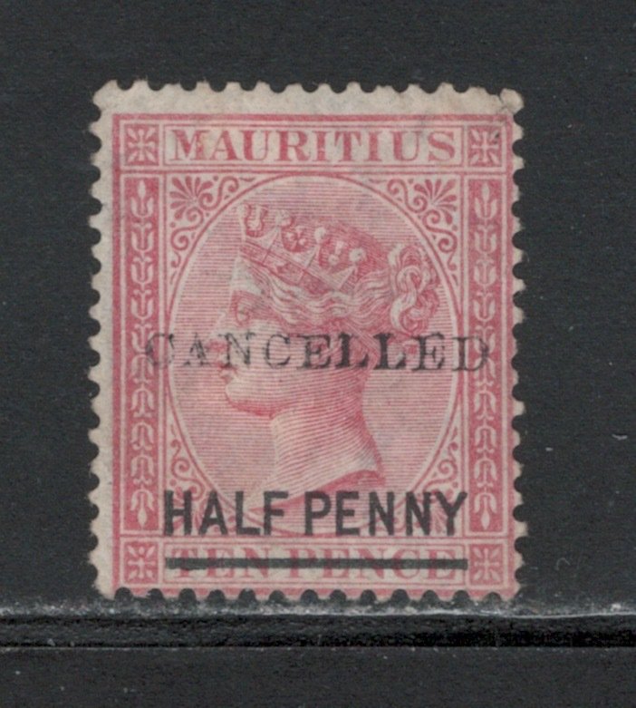 Mauritius 1877 Queen Victoria Surcharge 1/2p on 10p Scott # 47 MH NG