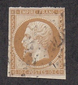 France # 14a, Emperor Napoleon III, Yellow - Yellowish Color, Used, 13 Cat