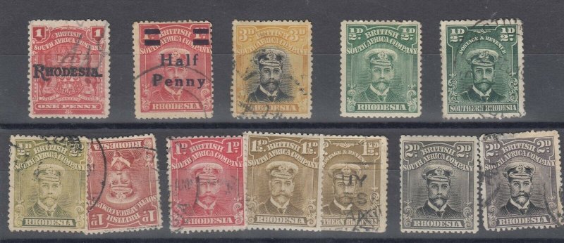 BSAC Rhodesia KGV Admiral Collection Of 12 Values FU/MH J7153